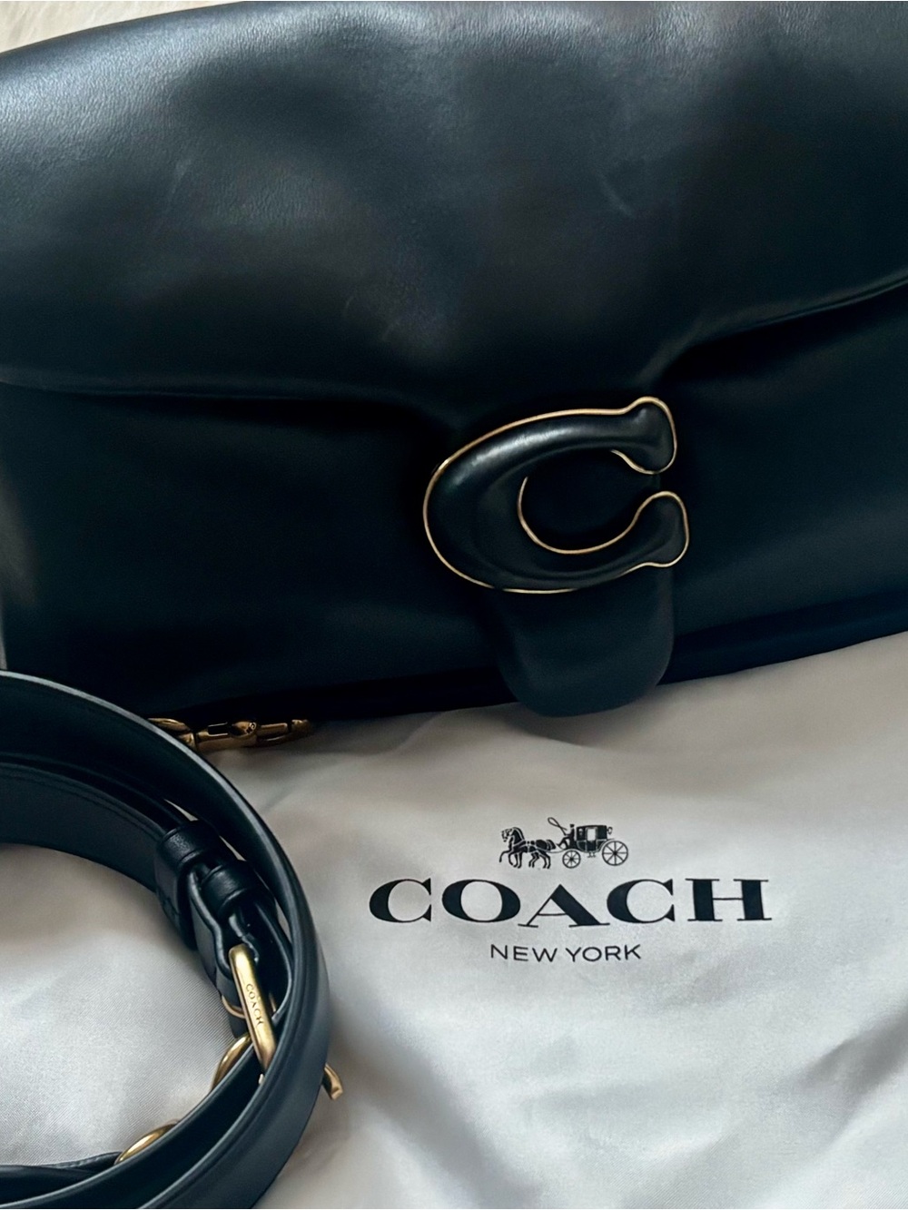 Coach Black Leather Pillow Tabby